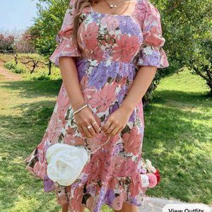 2/$15 or 3/$20 Plus Floral Shirred Dress